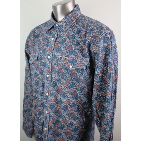 Mens Cinch Western Button‎ Front Shirt Size L Modern Paisley Pearl Snap Rodeo - Picture 4 of 9